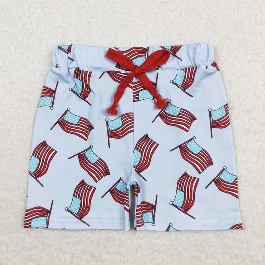 SS0174 Flag pattern white shorts high quality children gym clothing