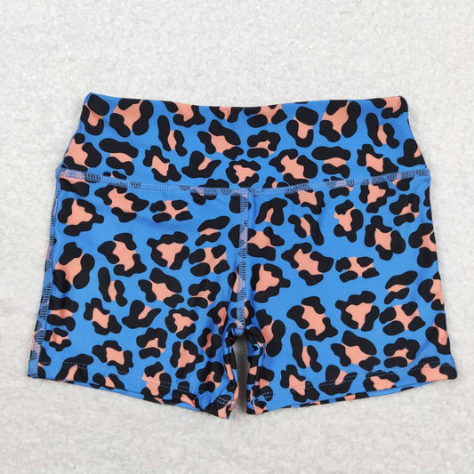 SS0214 Blue and orange leopard shorts high quality mixed children clothing