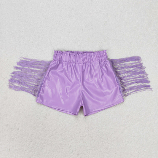 SS0251 Purple glossy leather fringe shorts high quality summer school shorts for kids