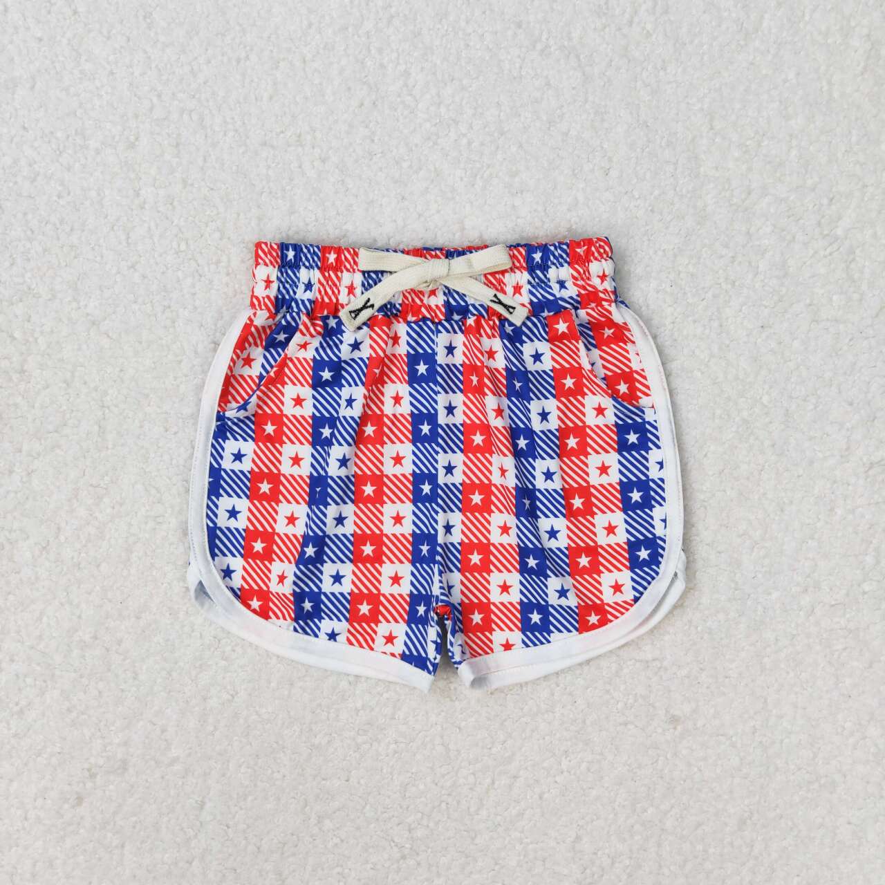 SS0253 National Day Stars Red and Blue striped white shorts high quality children boutique clothing