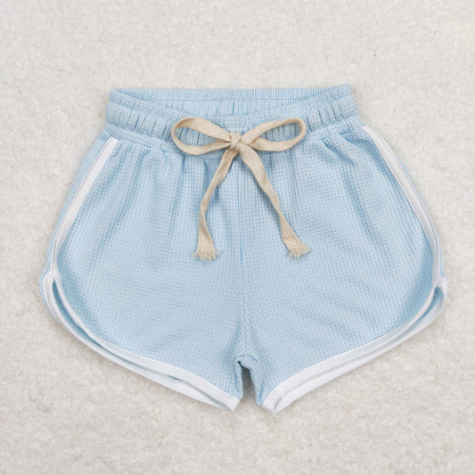 SS0289 Girls High Quality Blue Waffle Shorts  RTS 202508