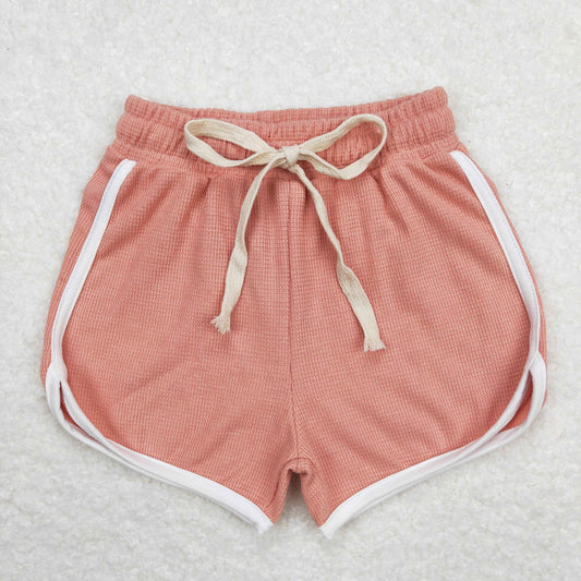 SS0290 Girls High Quality Pink Orange Waffle Shorts  RTS 202508