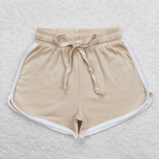SS0295 Girls High Quality Light Brown Waffle Shorts  RTS 202508