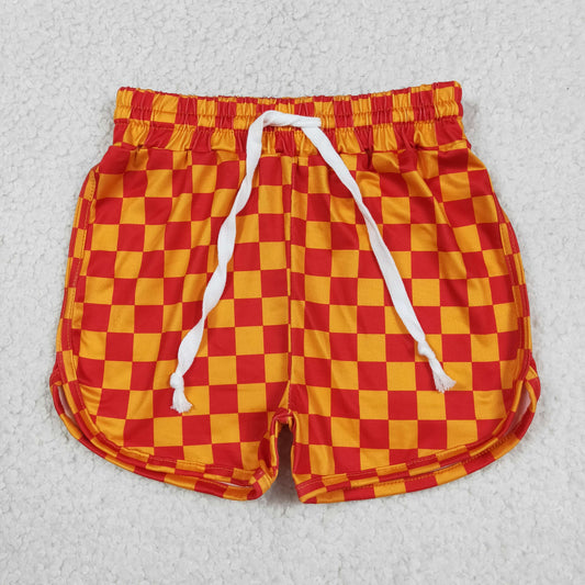 SS0297 Orange Red Plaid Girls Shorts  202604 RTS