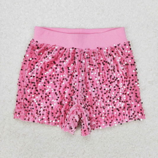 SS0350 Pink sequin shorts high quality girls shorts for kids 10 year old