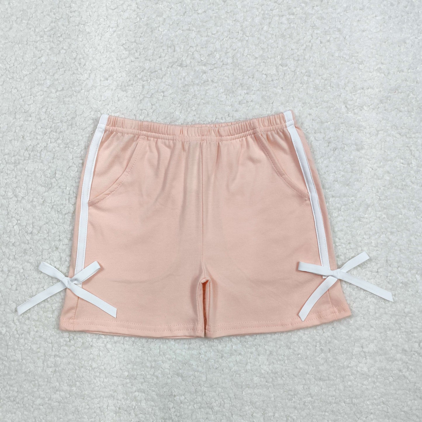 SS0425 Pink White Bows Shorts Girls Boutique clothes  202503 RTS