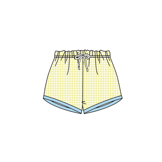 Preorder SS0458 Yellow Blue Plaid  Shorts  boutique girls outfit RTS 202502