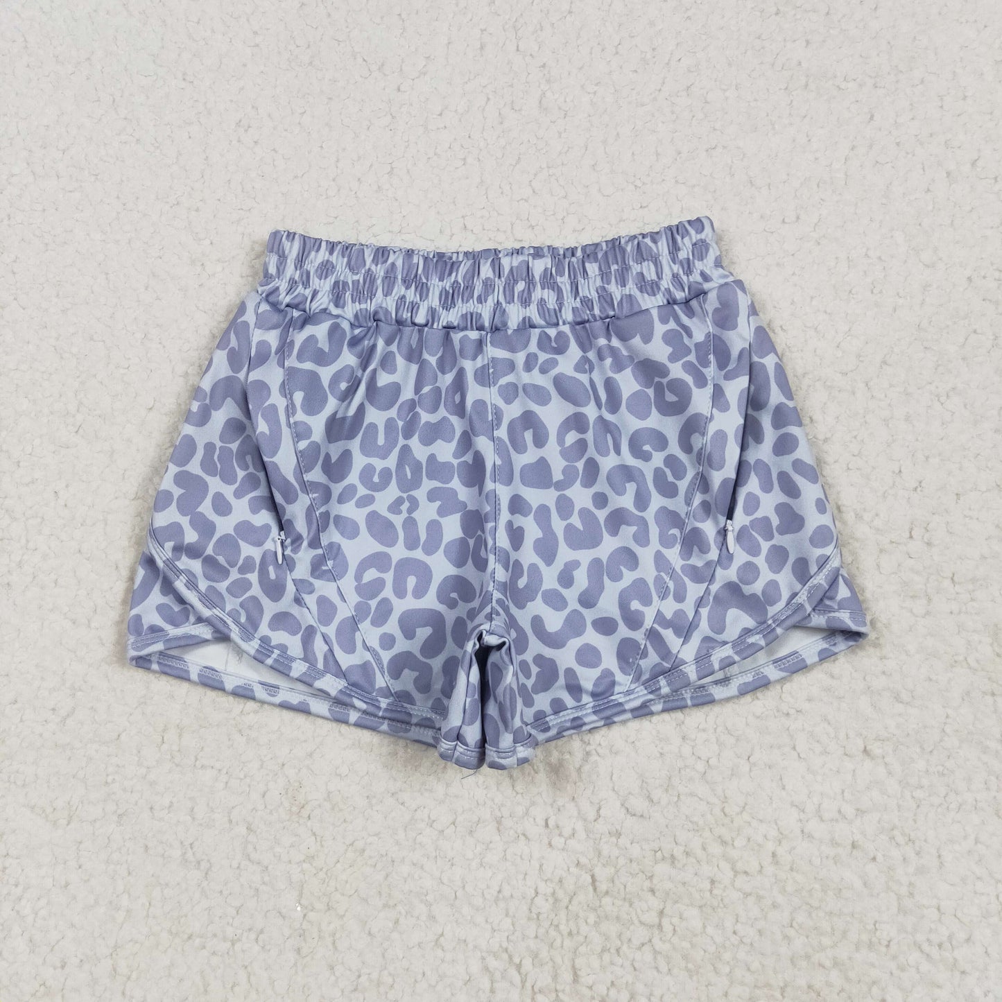 SS0464 Grey Blue Camo Yoga Shorts Girls boutique outfit 202505 RTS
