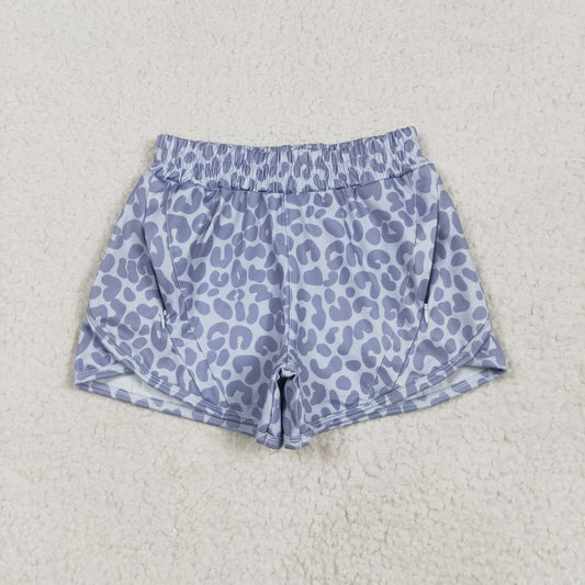 SS0464 Grey Blue Camo Yoga Shorts Girls boutique outfit 202505 RTS