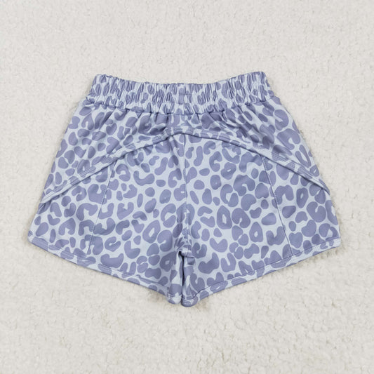 SS0464 Grey Blue Camo Yoga Shorts Girls boutique outfit 202505 RTS