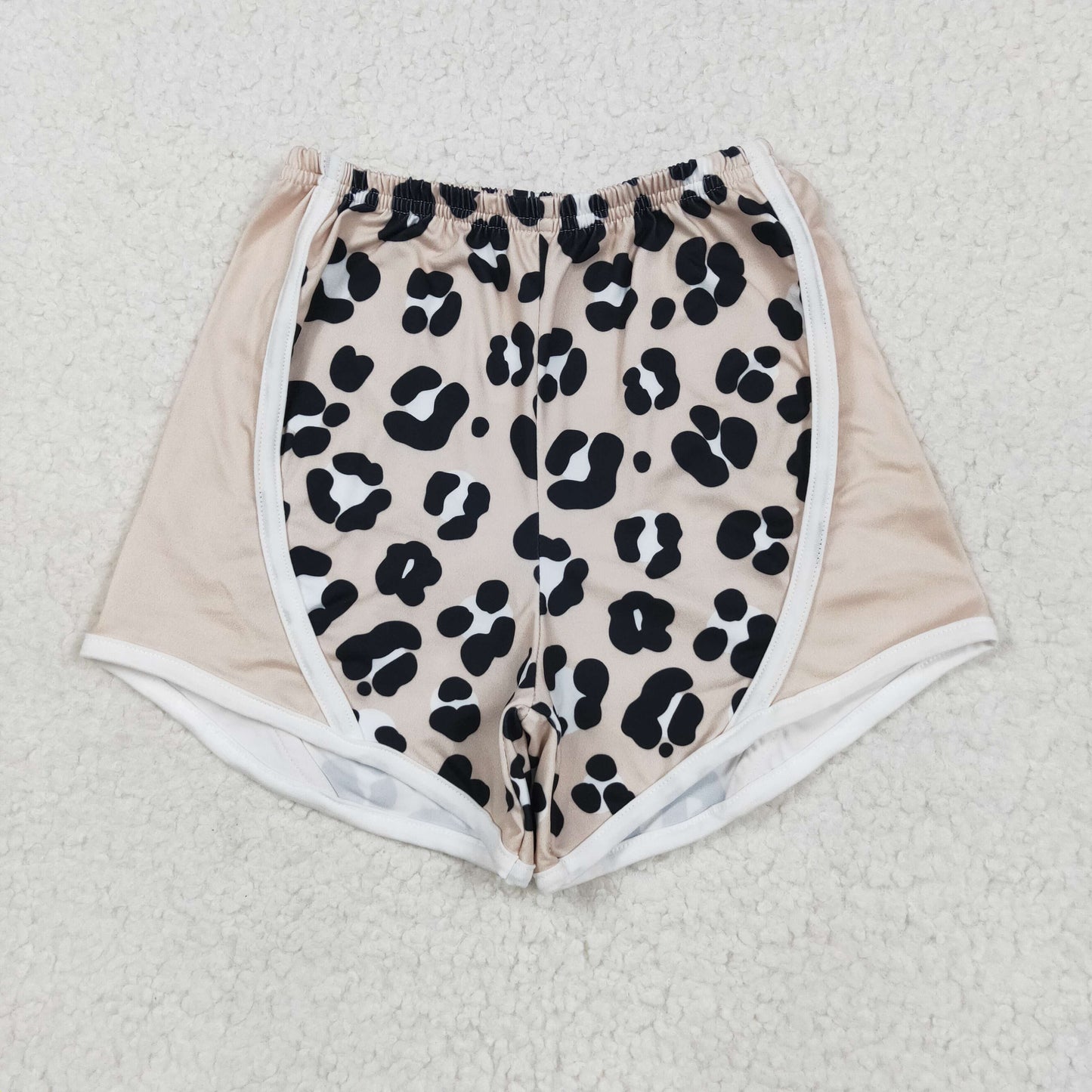 SS0526 Beige Black Leopard Shorts Girls boutique outfit 202505 RTS