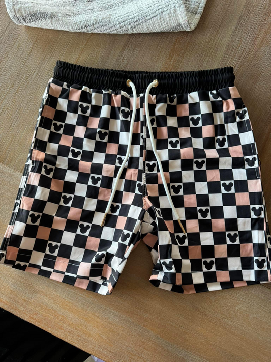 preorder SS0531 Black White Plaid Cartoon Mickey Mouse Shorts Girls boutique outfit 202503