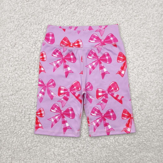 SS0540 Rose Red Bows Cycling Pants Shorts Girls boutique outfit 202504 RTS