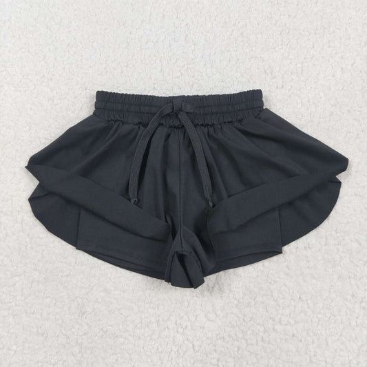 SS0551 Pure Black Yoga Shorts Girls boutique outfit 202505 RTS