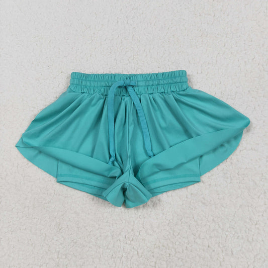 SS0553 Pure Blue Green Yoga Shorts Girls boutique outfit 202505 RTS