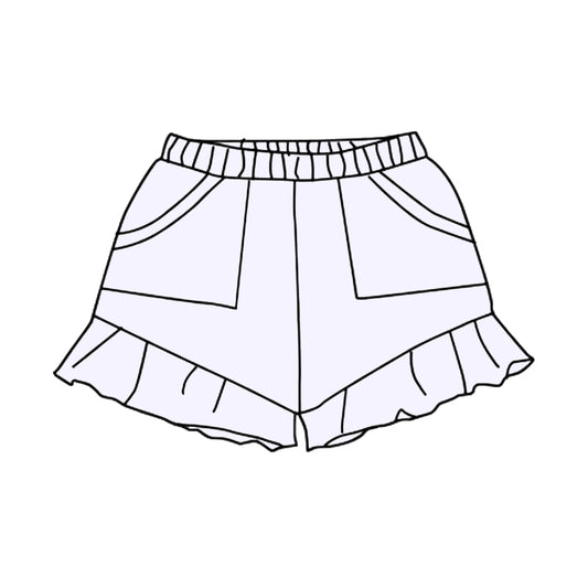 preorder SS0559 Girls Boutique Outfit Pure Cotton White Pocket Ruffle Shorts  202503