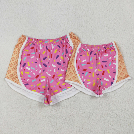 SS0574 Adult female Rose Red  Waffle Ice Cream Yoga Shorts 202506 RTS