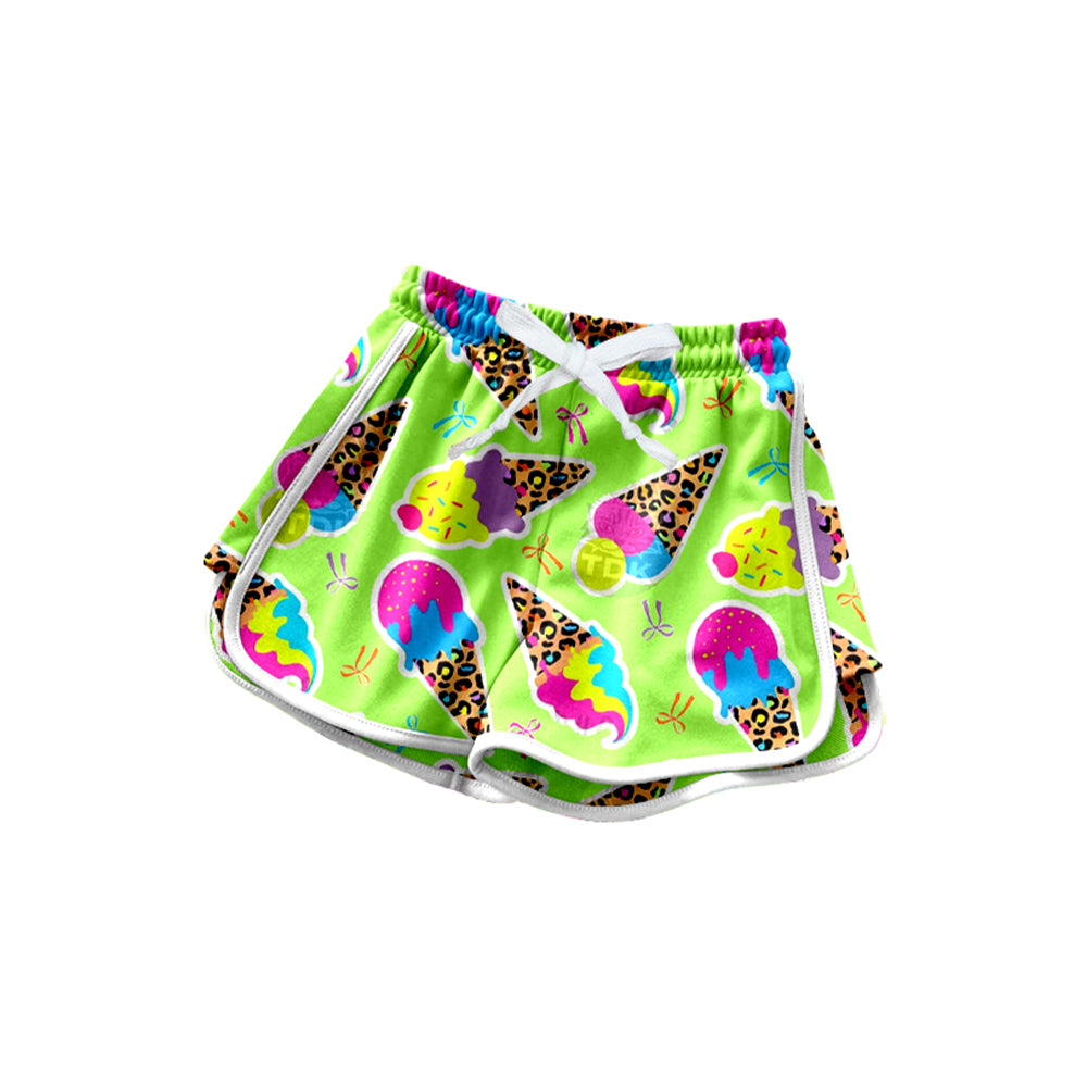 preorder SS0607 Leopard Ice Cream Yellow Green Yoga Shorts Girls boutique outfit 202504