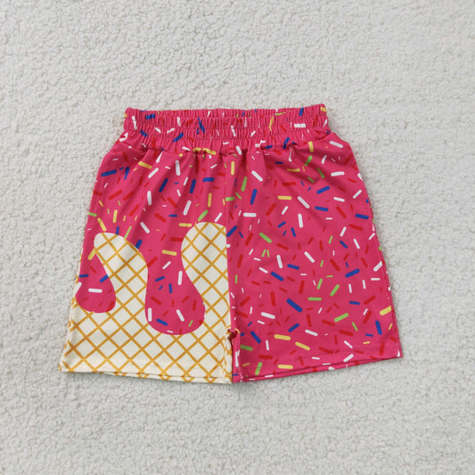 SS0636 Waffle Ice Cream Boys Boutique Rose Red Shorts 202607 RTS