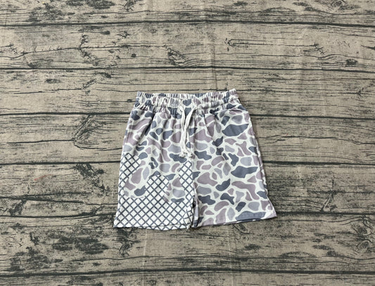 NO MOQ preorder SS0647-XS-3XL Waffle Gray Camouflage Boys Boutique Blue Shorts 202510