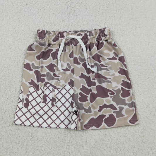SS0648 Waffle Gray Green Camouflage Boys Boutique Blue Shorts 202605 RTS