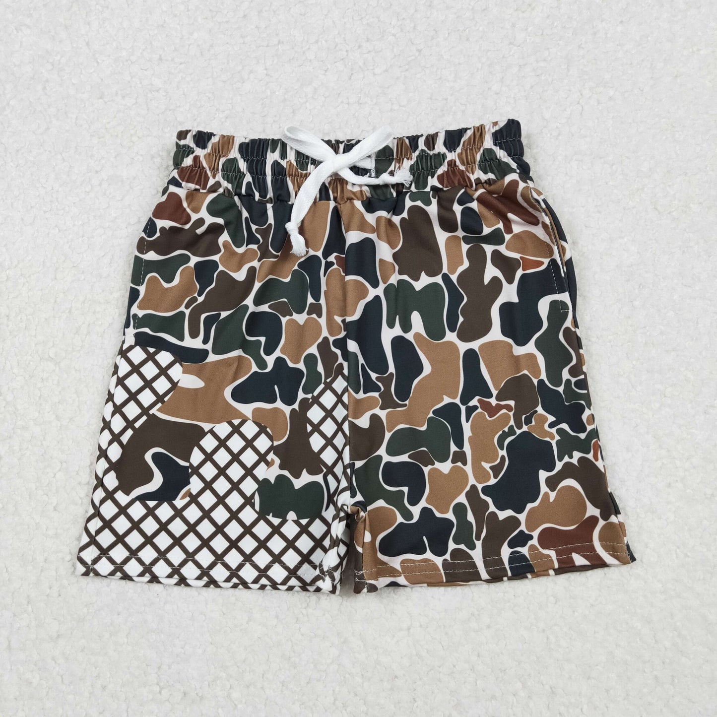 SS0651-XS-3XL Waffle Camouflage Boys Boutique Blue Shorts 202510