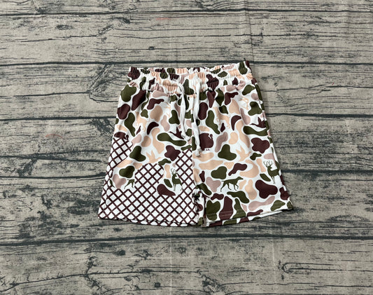 NO MOQ preorder SS0652 Waffle Puppy Deer Duck Hunting Camouflage Boys Boutique Blue Shorts 202510