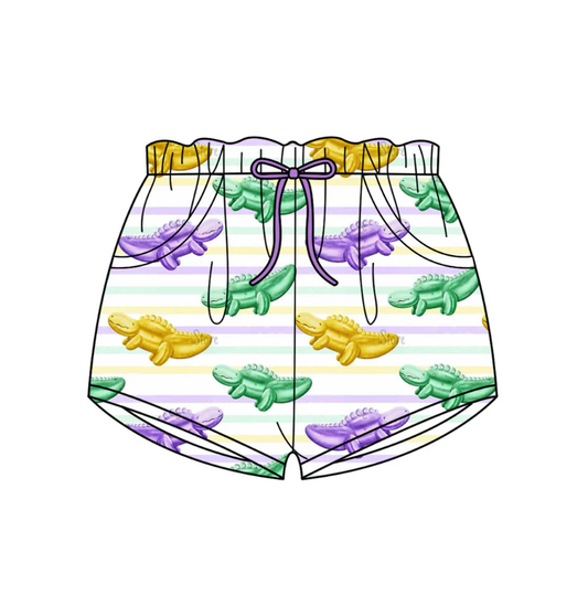 MOQ 8 preorder SS0678 Mardi Gras Crocodile Stripe Boys Shorts 202510