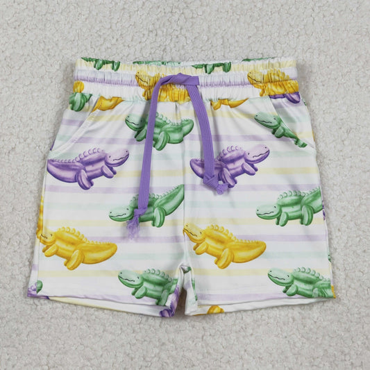 SS0678 Mardi Gras Crocodile Stripe Boys Shorts 202601 RTS