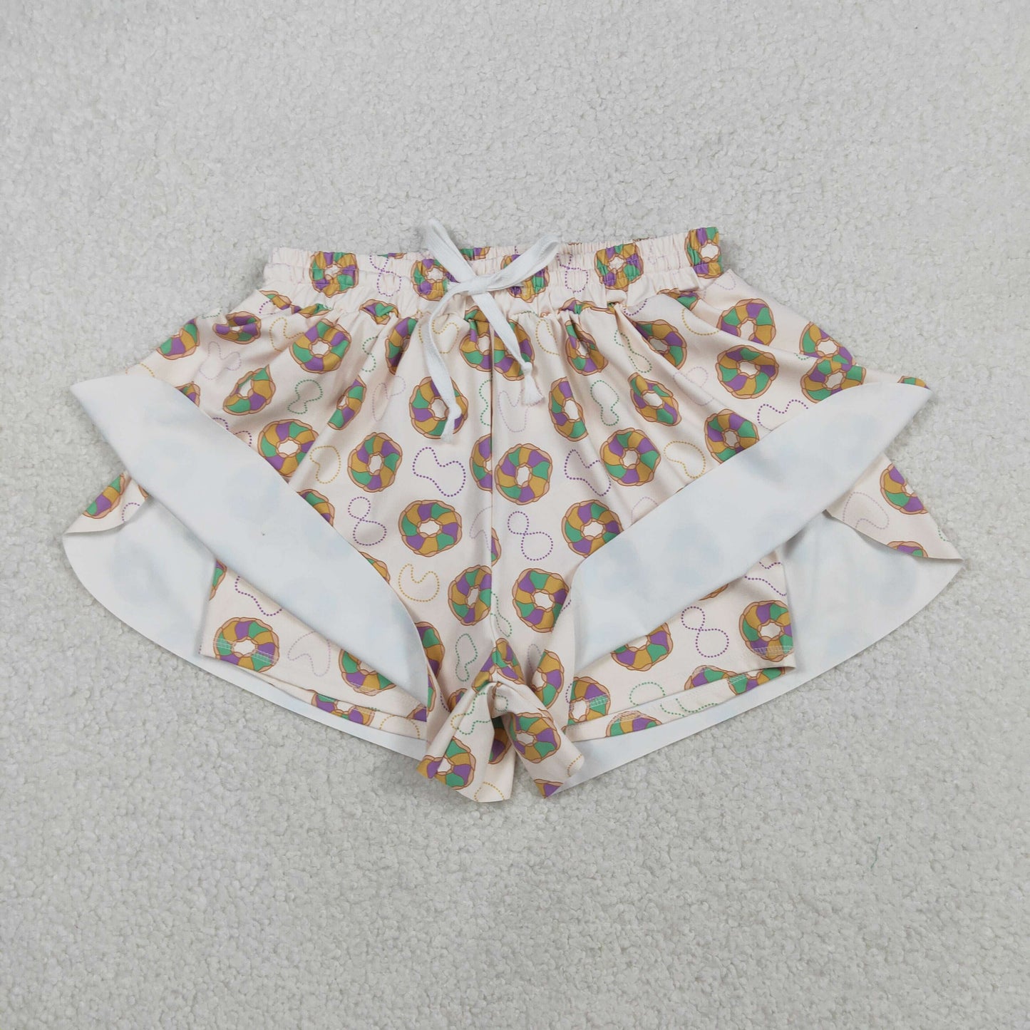 SS0680 Mardi Gras Adult Female Necklace Donut Beige Yoga Shorts 202512 RTS