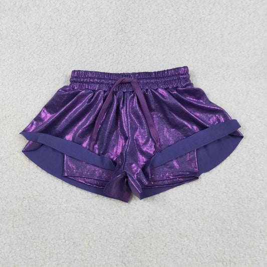 SS0686 Mardi Gras Girls Purple Leather Shorts 202512 RTS