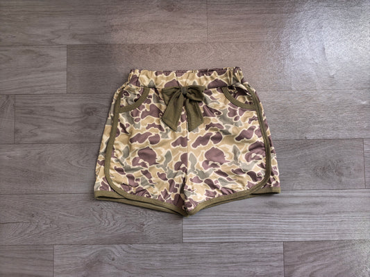 SS0690 Girls Bow Gray Green Camouflage Shorts 202607