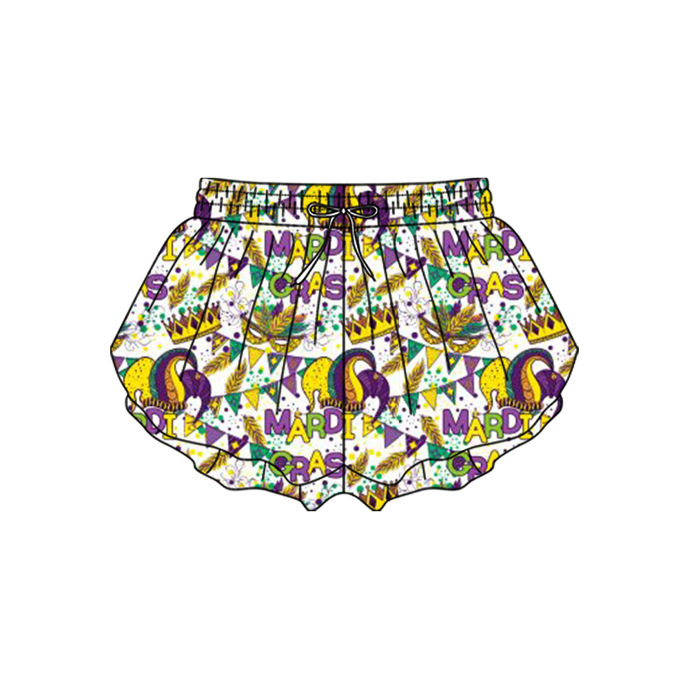 MOQ 5 preorder SS0705 Mardi Gras Girls Yoga Shorts 202510