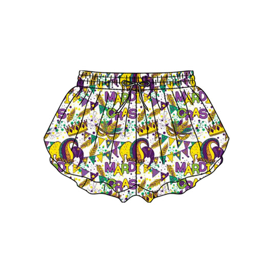 MOQ 5 preorder SS0705 Mardi Gras Girls Yoga Shorts 202510