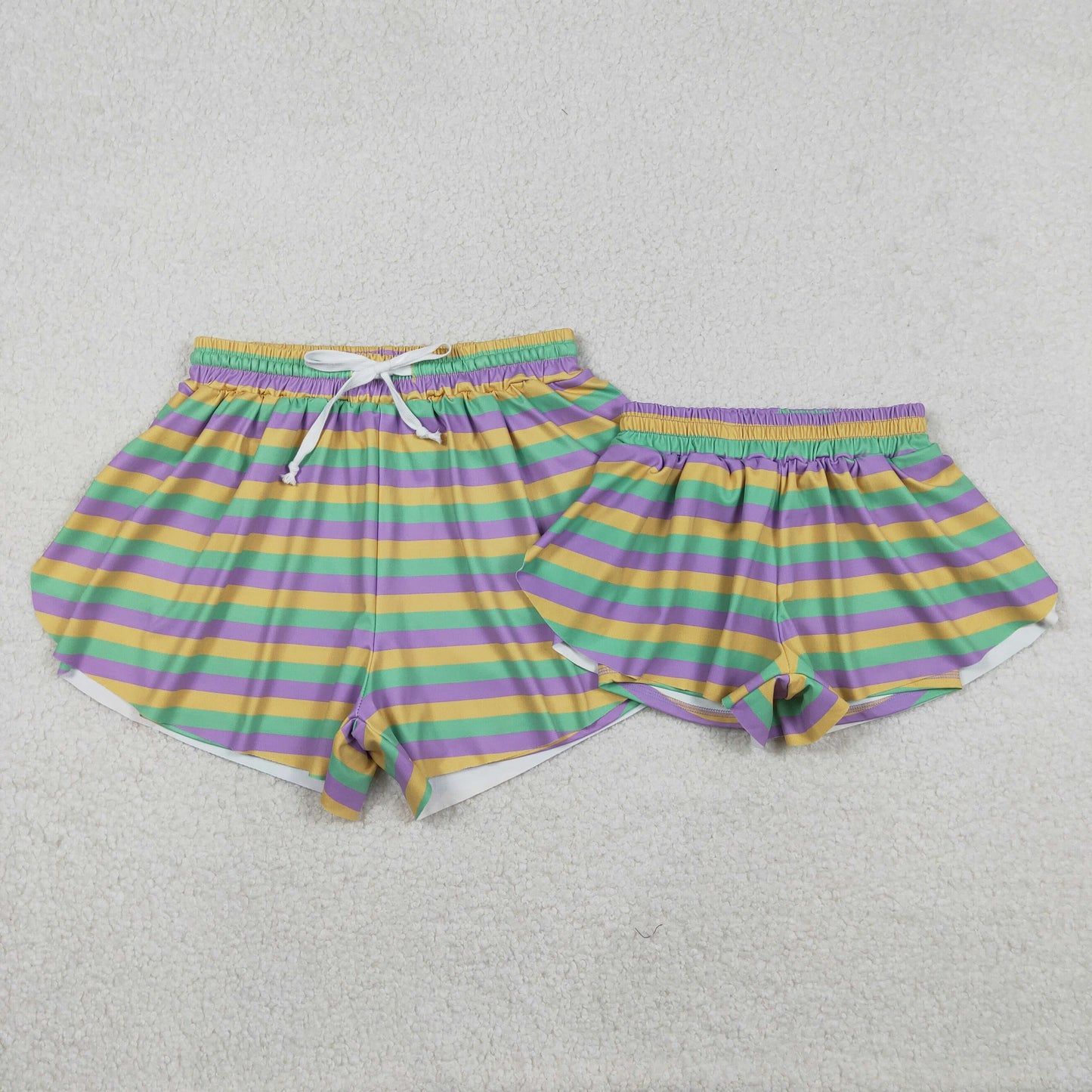 SS0706 Mardi Gras Adult Female Stripe Yoga Shorts 202512 RTS