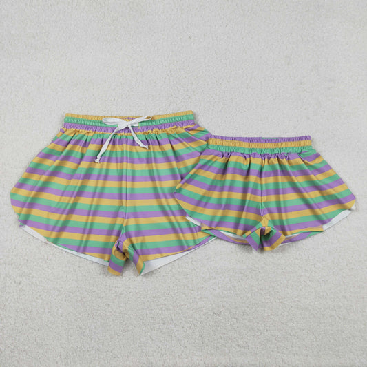 SS0706 Mardi Gras Adult Female Stripe Yoga Shorts 202512 RTS