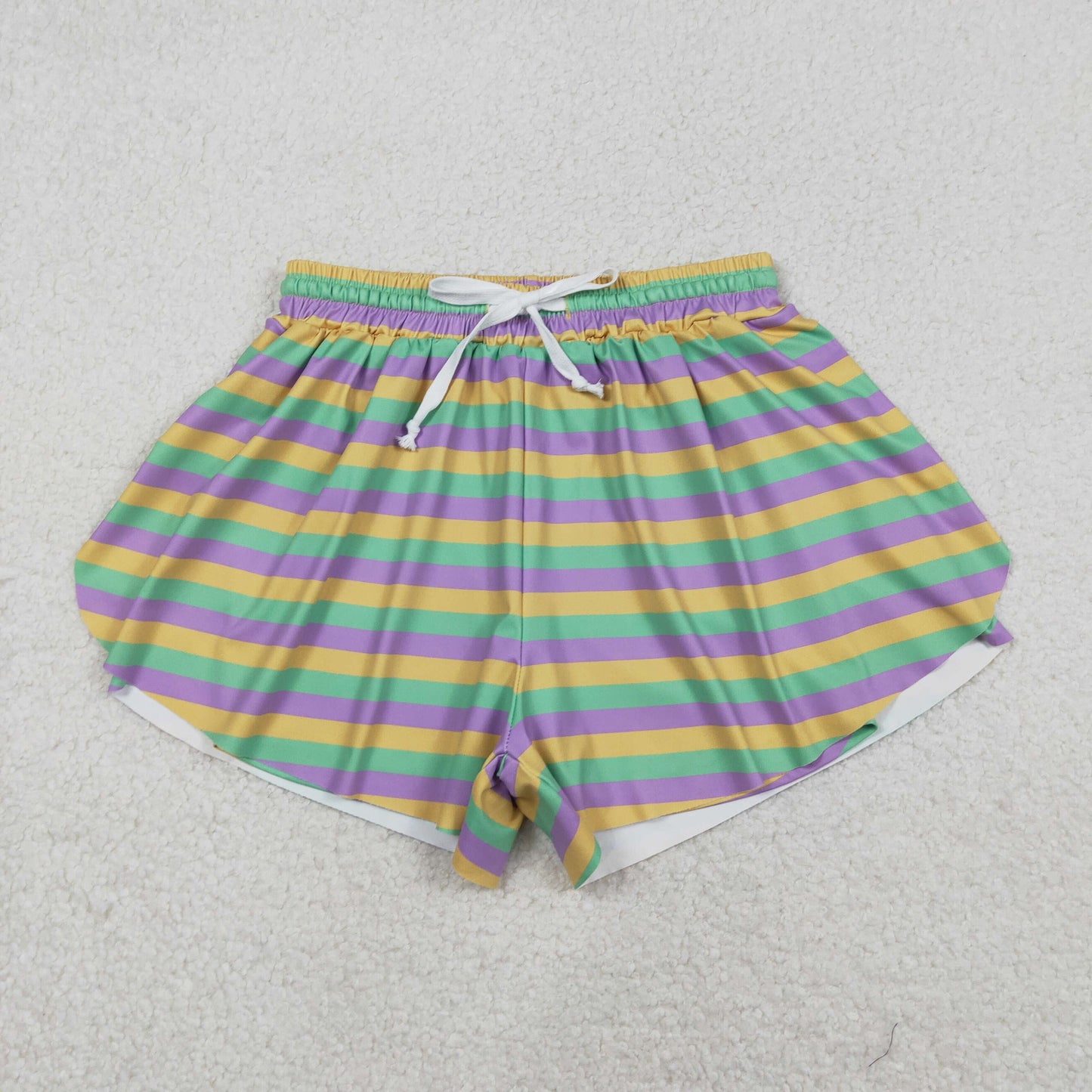 SS0706 Mardi Gras Adult Female Stripe Yoga Shorts 202512 RTS