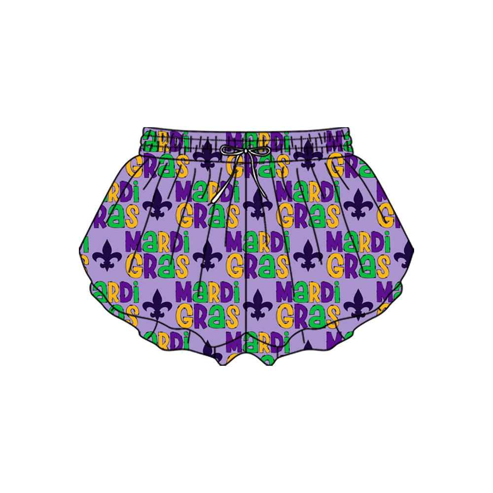 MOQ 5 preorder SS0708 Mardi Gras Purple Girls Yoga Shorts 202510