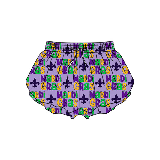 MOQ 5 preorder SS0708 Mardi Gras Purple Girls Yoga Shorts 202510