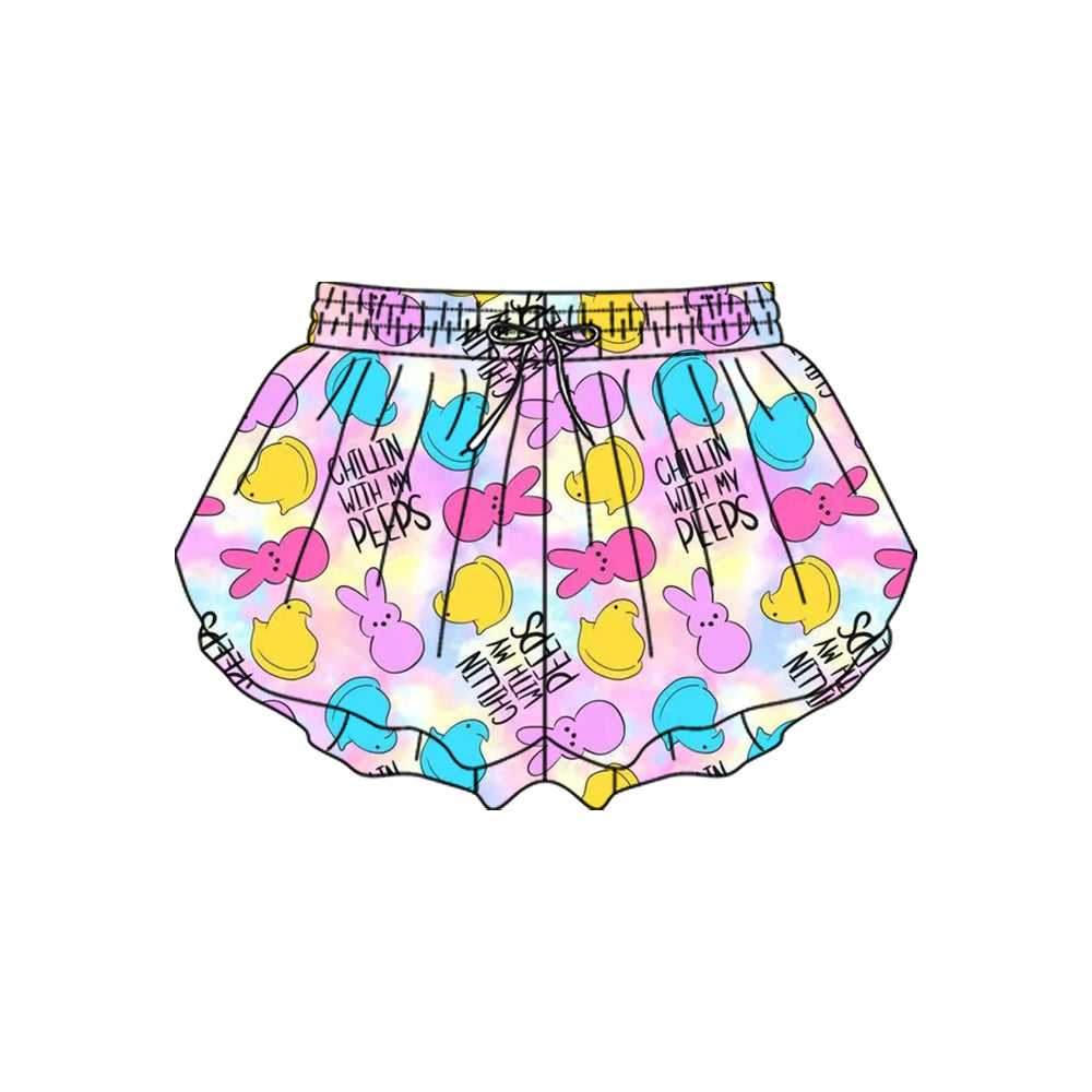 MOQ 5 preorder SS0710 Easter Bunny Colored Girls Yoga Shorts 202510
