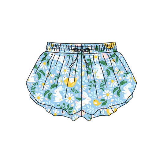 MOQ 5 preorder SS0717 Easter Rabbits Flower Leaf Girls Yoga Shorts 202510