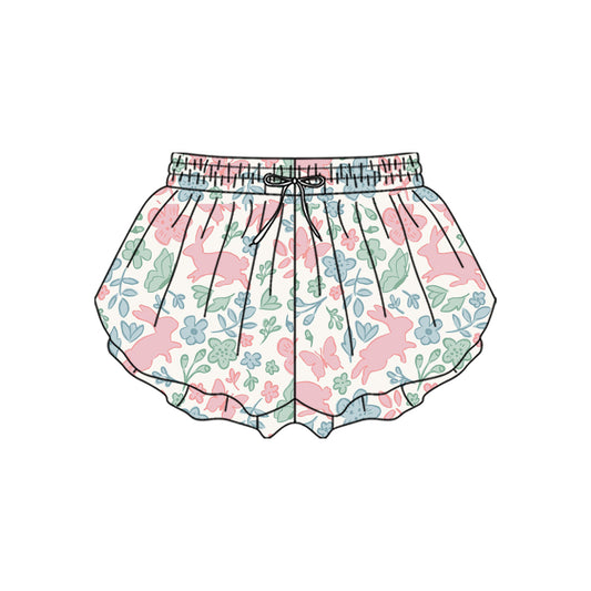 MOQ 5 preorder SS0718 Easter Rabbits Flower Leaf Butterflies Girls Yoga Shorts 202510