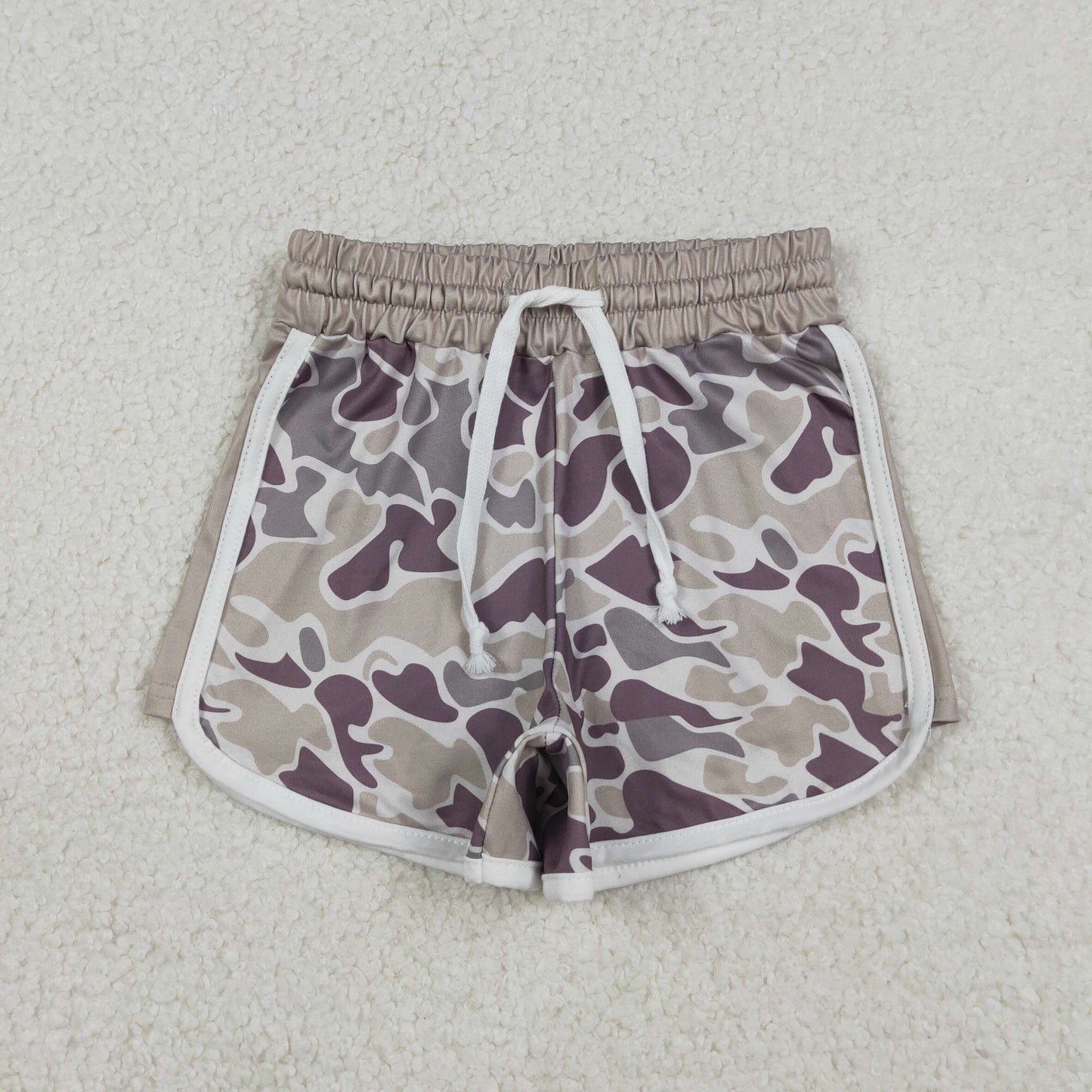 SS0738 Gray Brown Camouflage Drawstring Girls Shorts 202512 RTS