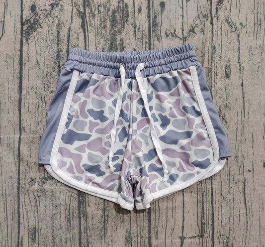 NO MOQ preorder SS0740 Gray Blue Camouflage Drawstring Girls Shorts 202511