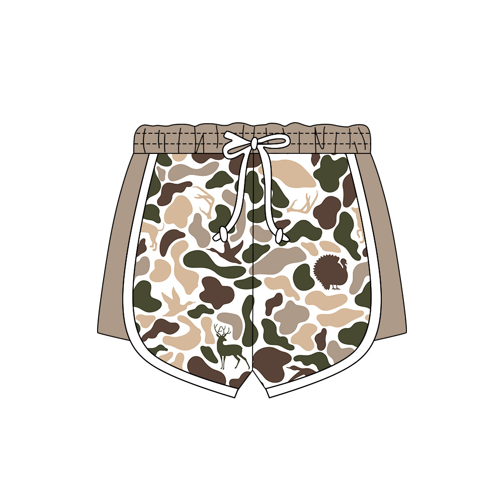 MOQ 5 preorder SS0743 Deer Hunting Beige Brown Camouflage Drawstring Girls Shorts 202511