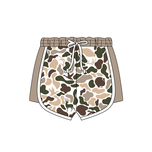 MOQ 5 preorder SS0743 Deer Hunting Beige Brown Camouflage Drawstring Girls Shorts 202511