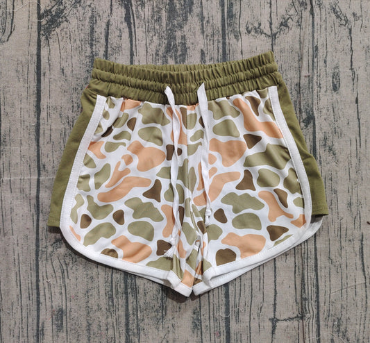 NO MOQ preorder SS0744 Orange Green Camouflage Drawstring Girls Shorts 202511