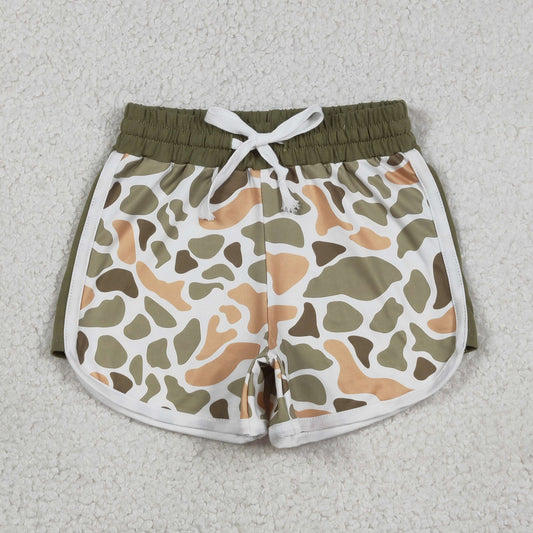 SS0744 Orange Green Camouflage Drawstring Girls Shorts 202512 RTS