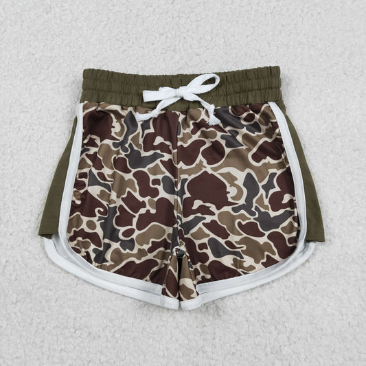 SS0745 Army Green Brown Camouflage Drawstring Girls Shorts 202512 RTS
