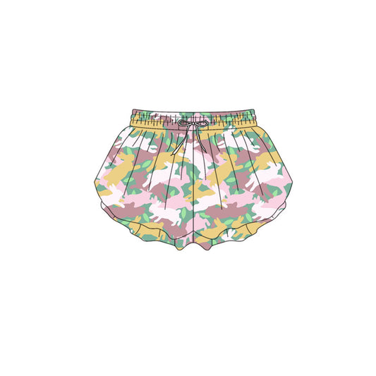 MOQ 5 PCS preorder SS0758 Easter Bunny Camouflage Girls Yoga Shorts 202511